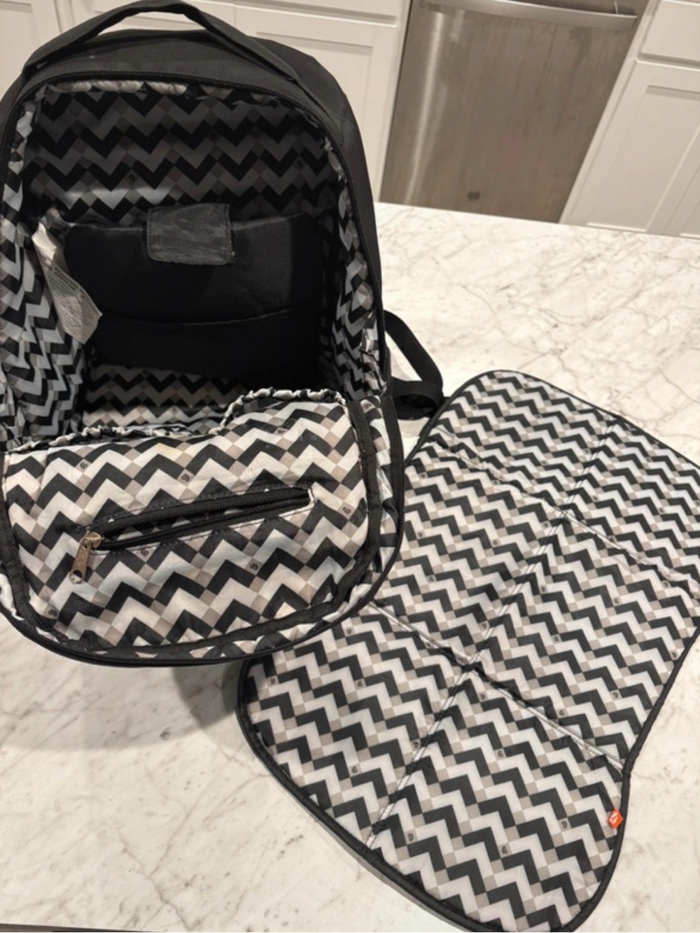 Fisher-Price Black Diaper Bag Backpack with Insulated Pouch and Changing Pad - Picture 4 of 7